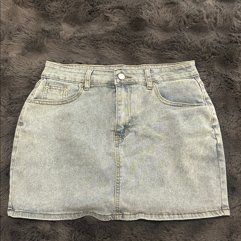 Amazon Light Blue Denim Mini Skirt